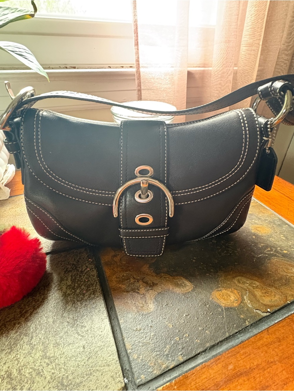 Coach Black Shoulder Bag with Silver Hardware